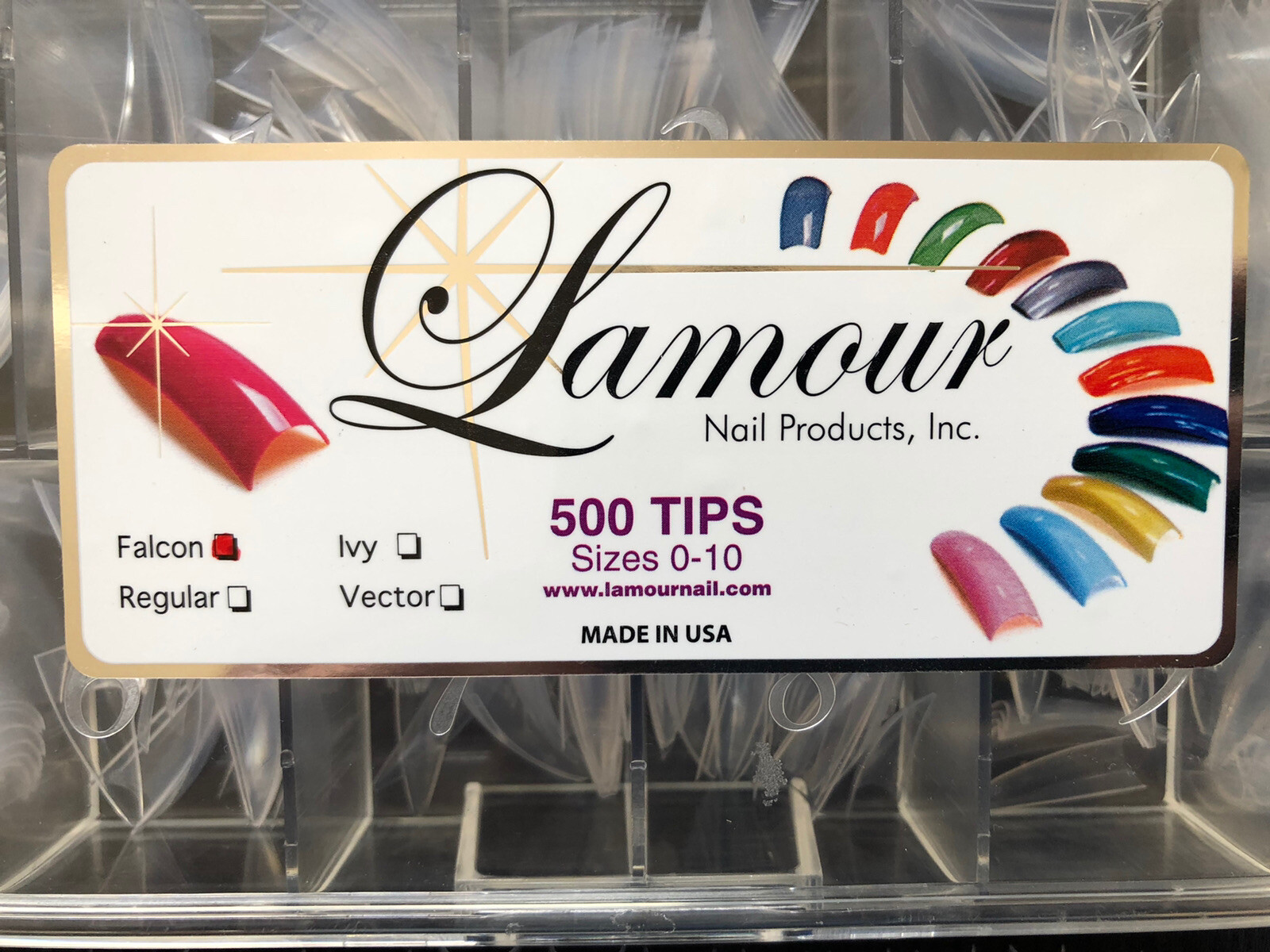 Lamour Falcon (pointy) Nail Tips – CLEAR Nail Tips – Box 500 tips USA