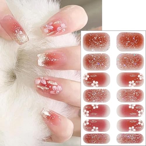 6 Sheets Flower Nail Gel Stickers Self-Adhesive Spring Nail Polish Spring-6