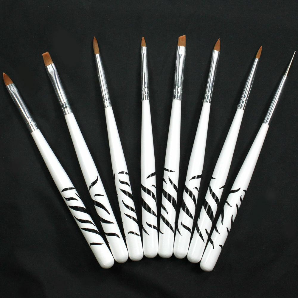 1Set/8Pcs UV Gel Nail Art Brush Polish Painting Pen Brush For Manicure