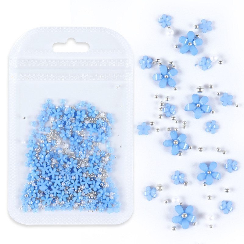 3D Manicure Nail Art Steel Ball 4g/Bag Pink Flower DIY Mixed Size Design Jewelry