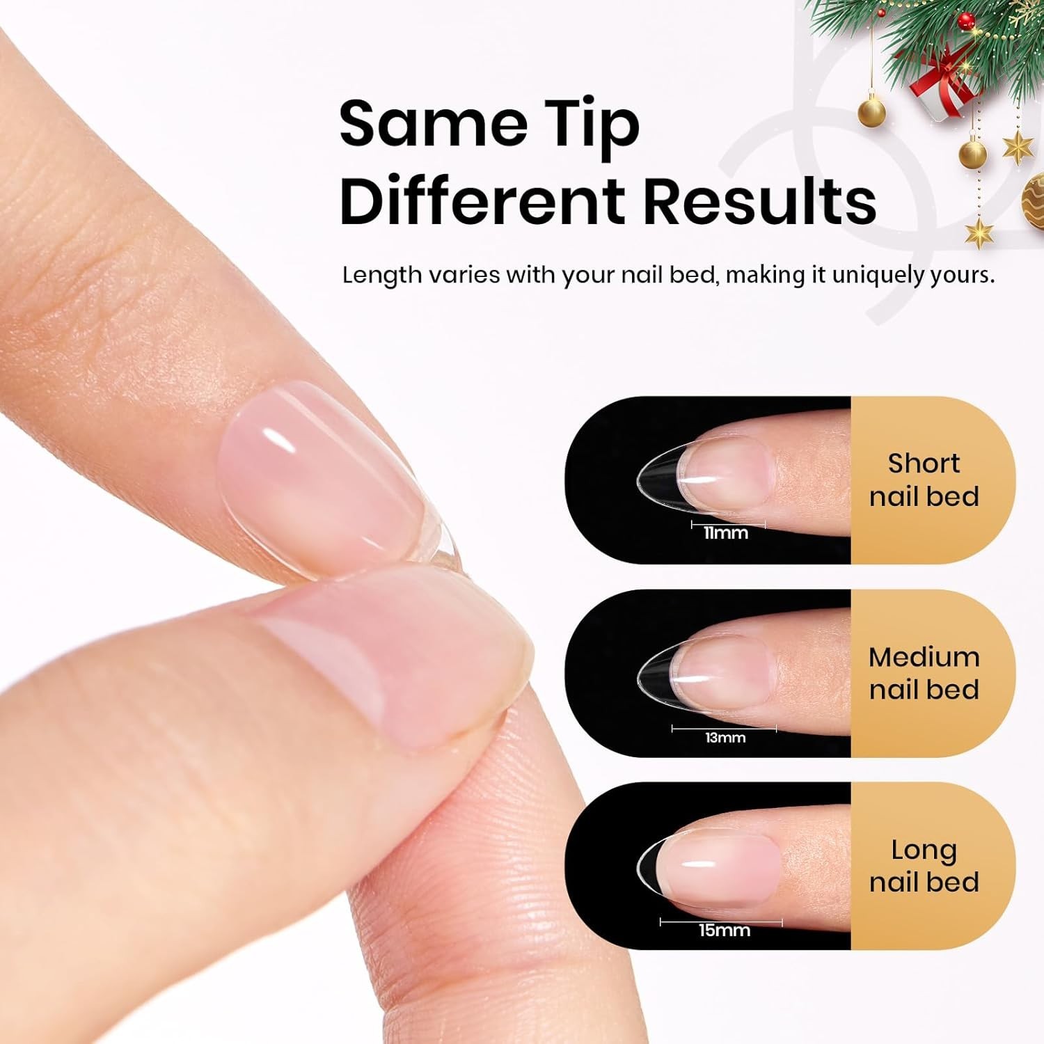 Beetles Almond Nail Tips Set, 288 PCS – Pre-Shaped, No Filing Needed, 12 Sizes