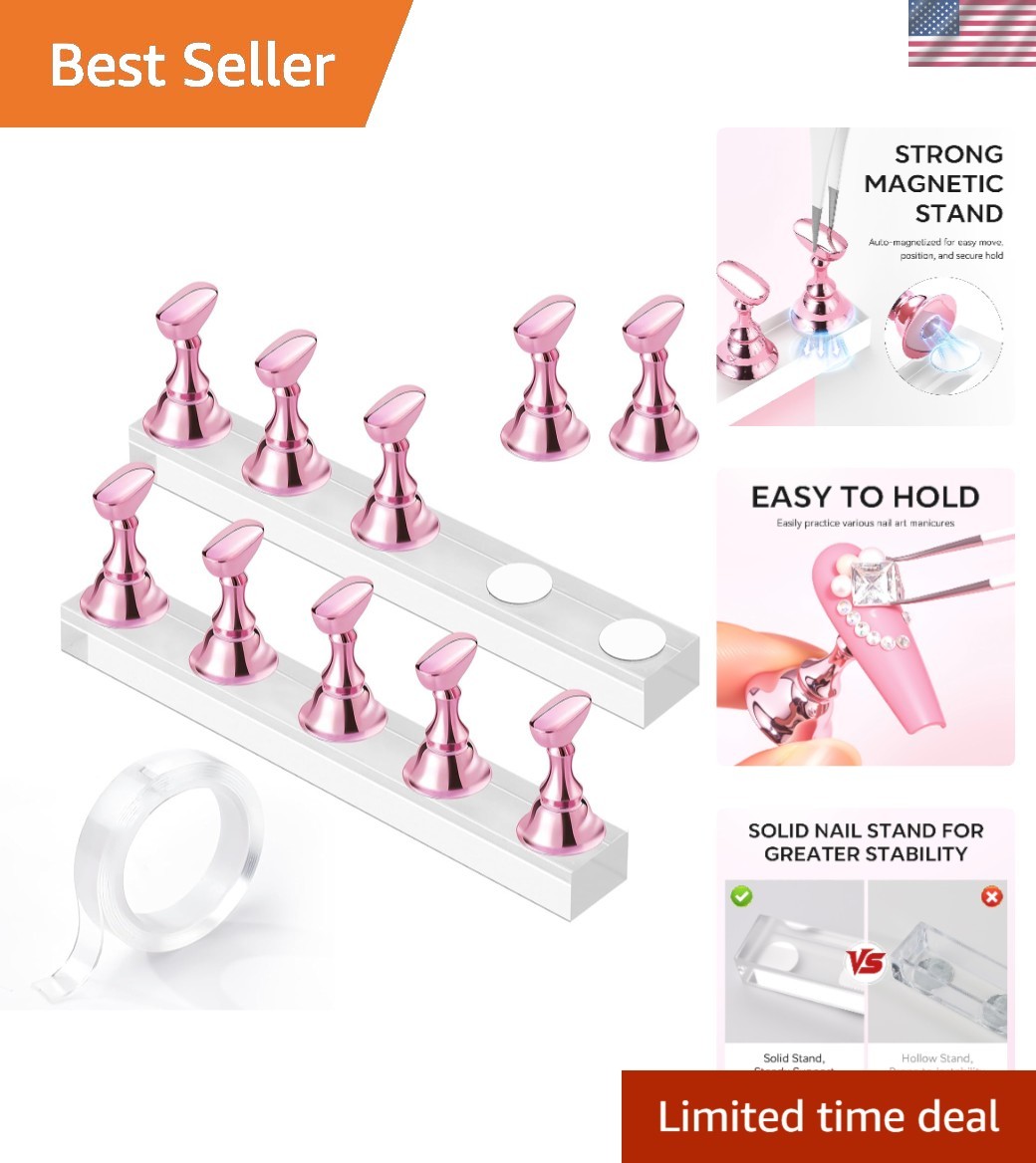 Professional Acrylic Nail Stand Set | 10-Pack Magnetic Holders for Nail Art