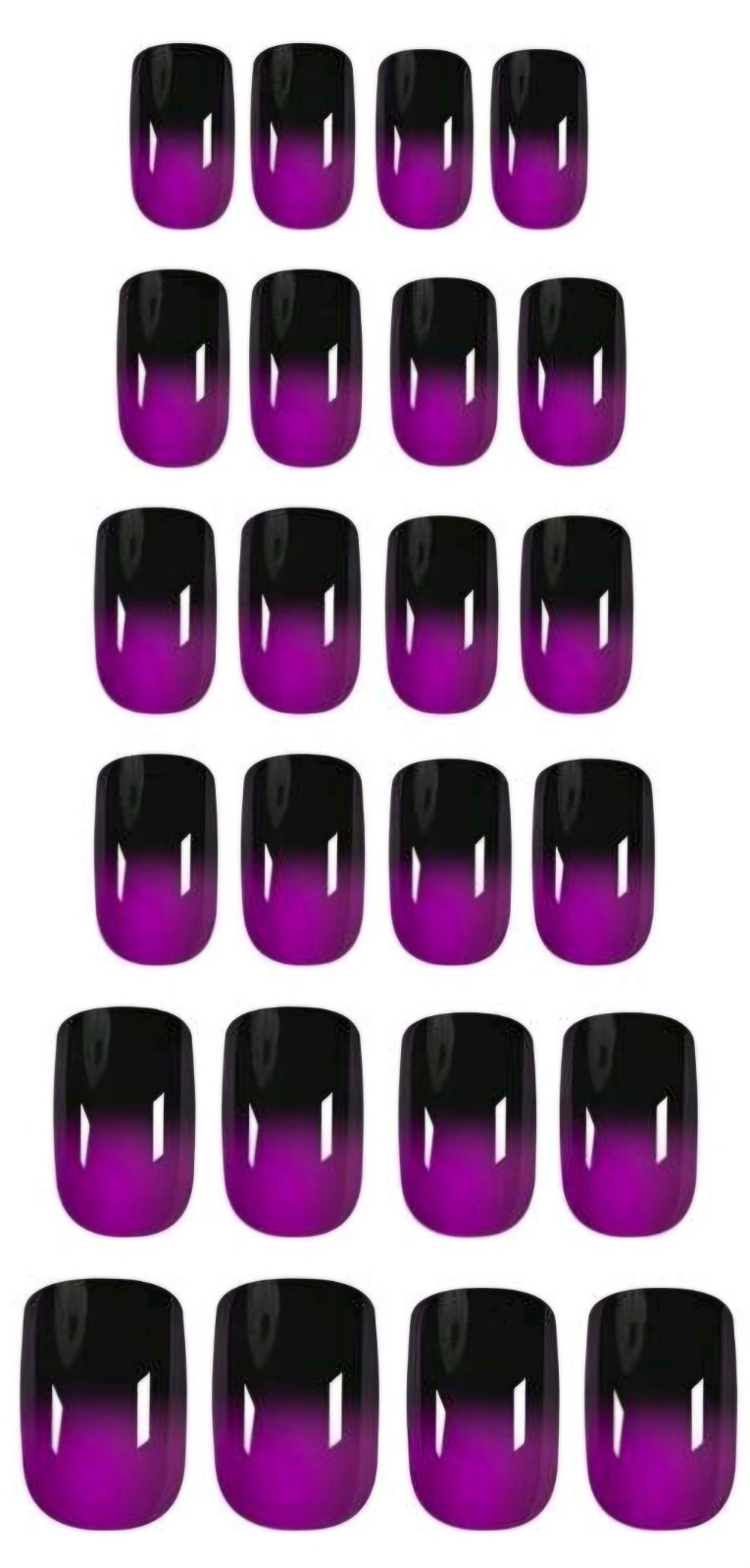 Press-On Nails Dark Purple Gradient Short Coffin Shiny