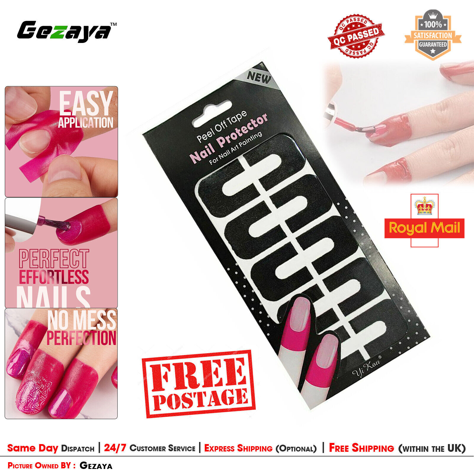 Easy Clean Peel of Tape Nail Polish Guard Finger Protector U-shaped Sticker UK