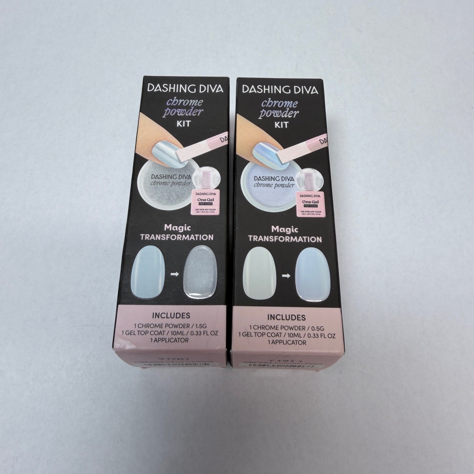 Dashing Diva Chrome Powder Kit Set Silver Chrome Emerald Pearl DIY Nail Art 2pk