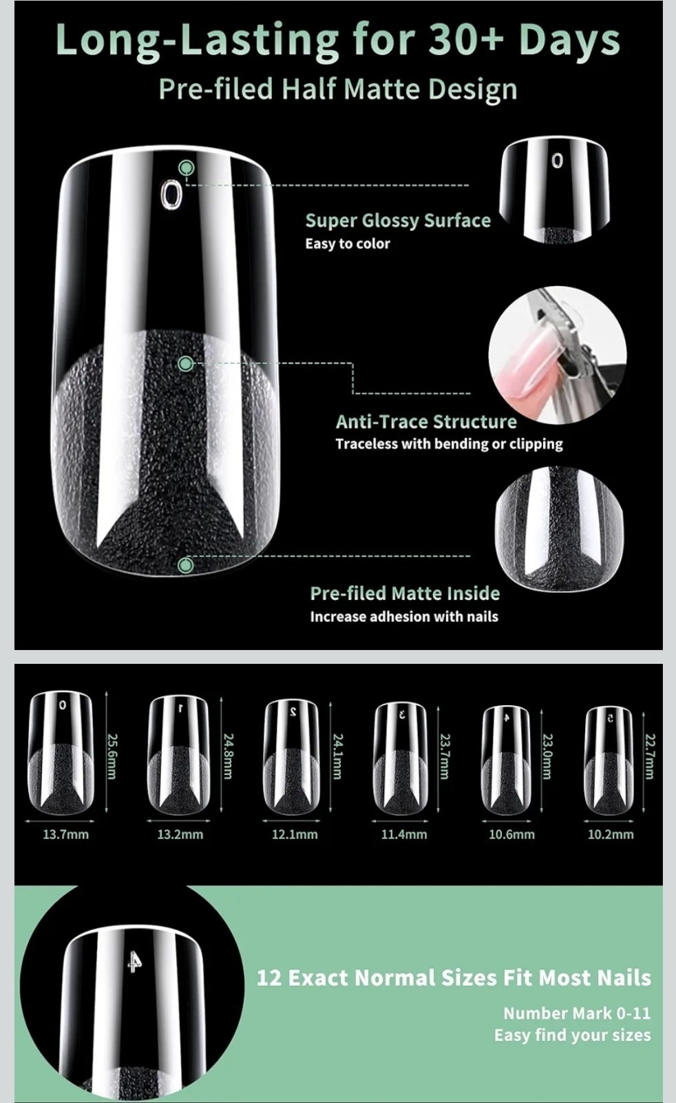 3 pk Leykosh Soft Nail Tips Clear for Professional Nail Art & At-Home Use 648pcs