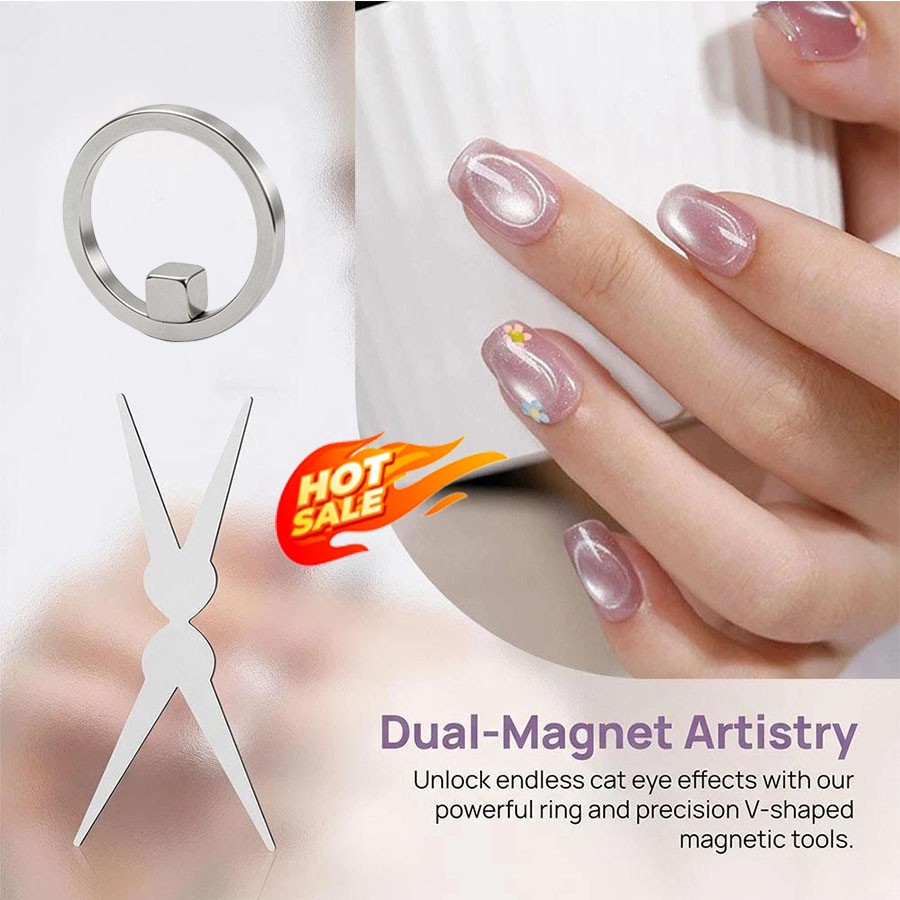 Double-head French Nail Art Magnet Set 3D Strong Cat Eye Magnet Nail Art Gel Pol