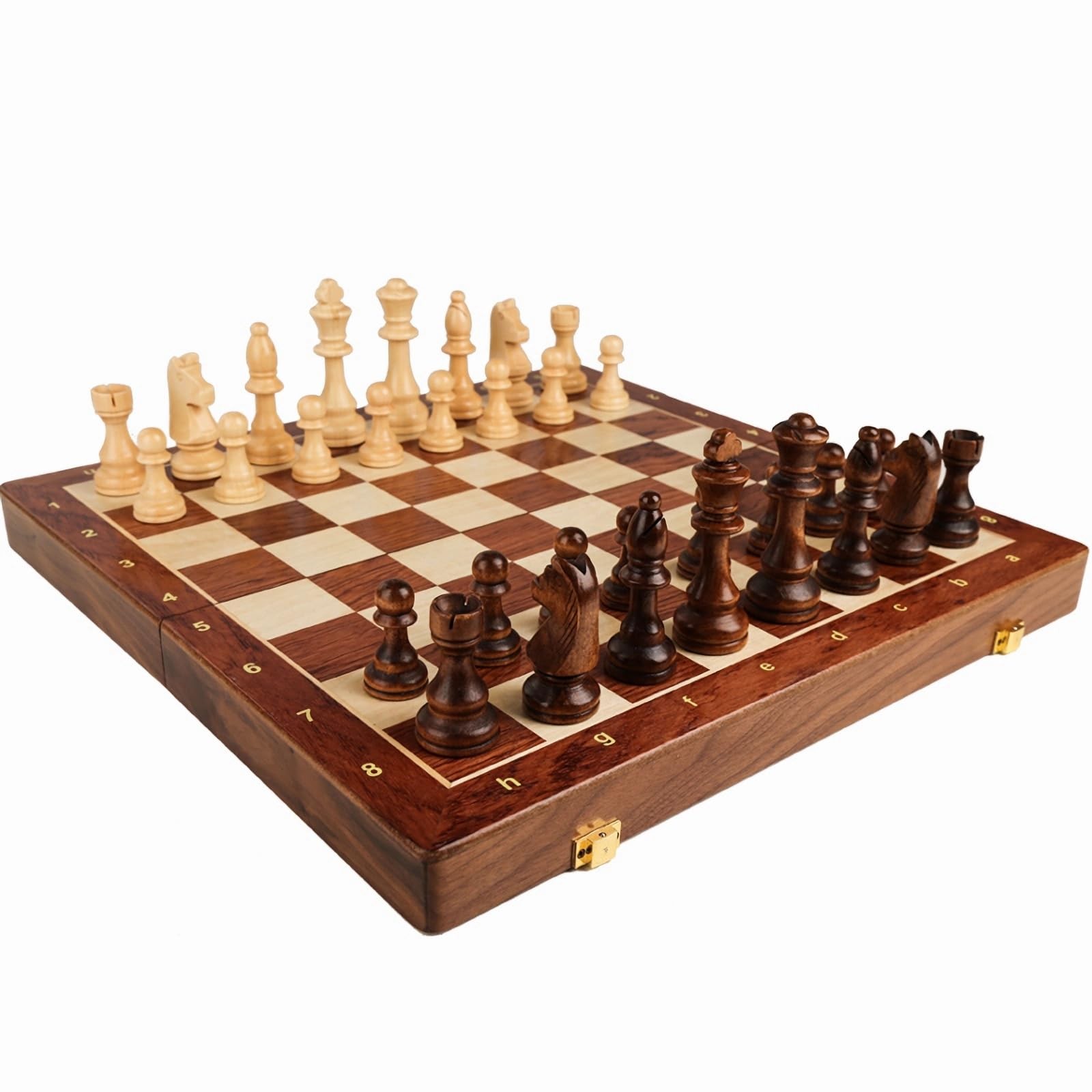15” Walnut Chess Set with Storage Board for Adults & 15 inches, Brown