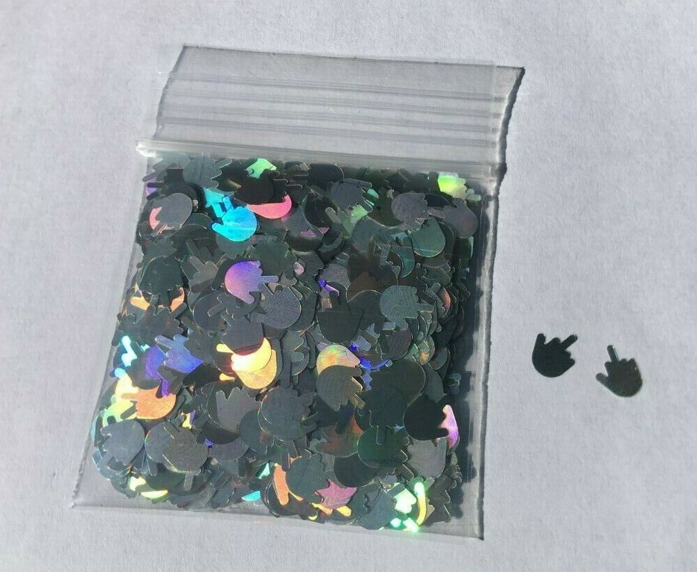 Solvent Resistant 8mm Middle Finger(SILVER)Shape Glitter-Nail Art-US-2nd Day
