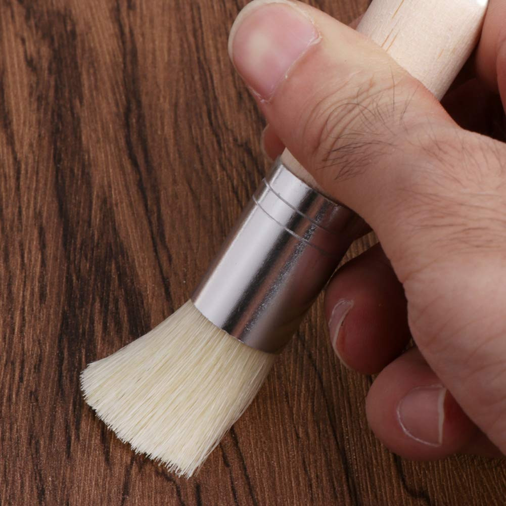 Glue Brush set,3 Pack Professional Narural Wooden Round Glue Wax Brush for Paint