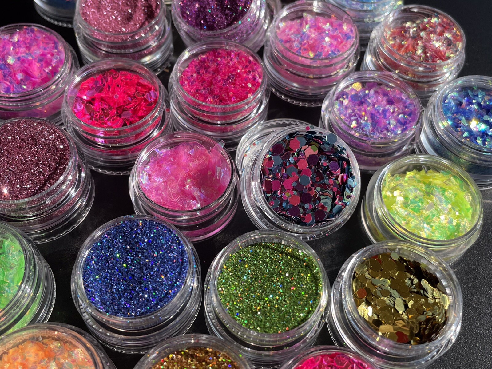 Glitter Bundle Fine Glitter Iridescent Nail Flakes 6pcs Stacks Nail Craft MUA