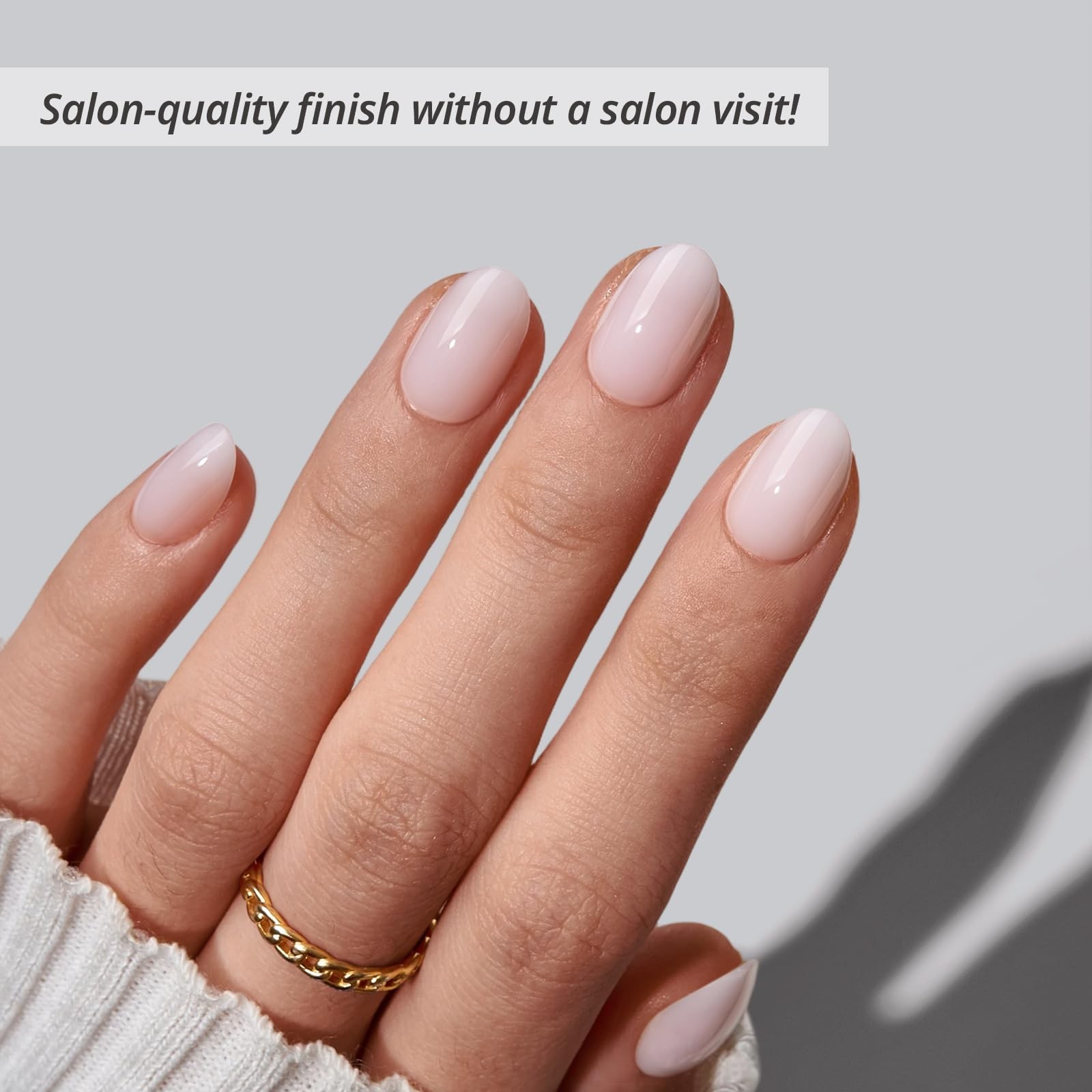 BTArtbox Press On Nails Almond Power Calm Lamp Curable 4 Week Wear Nude Pink