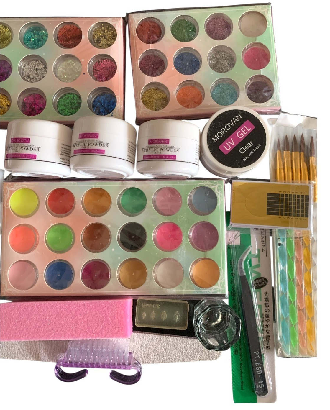 Morovan Acrylic Professional Nail Art Set 42 Colors Tools Nails Complete Kit NEW