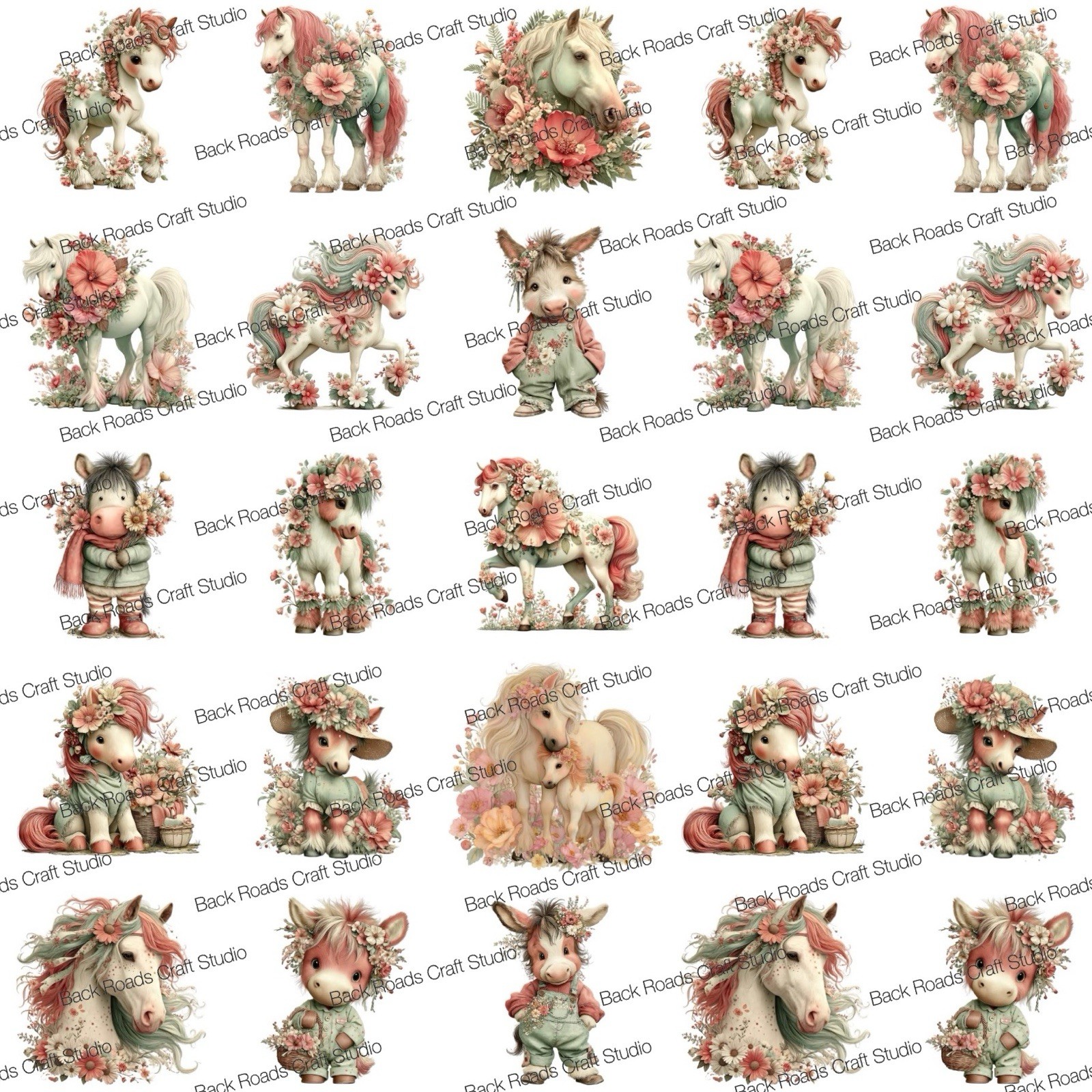 Pony Horse Horses Waterslide Finger Nail Decals Set Of 50 Ins Bonus Inc.