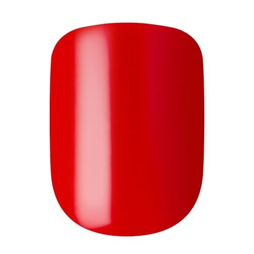 Kiss No Glue Mani Press On Nails Kit, 30 Red Peel 33 Piece Set Reddy or Not