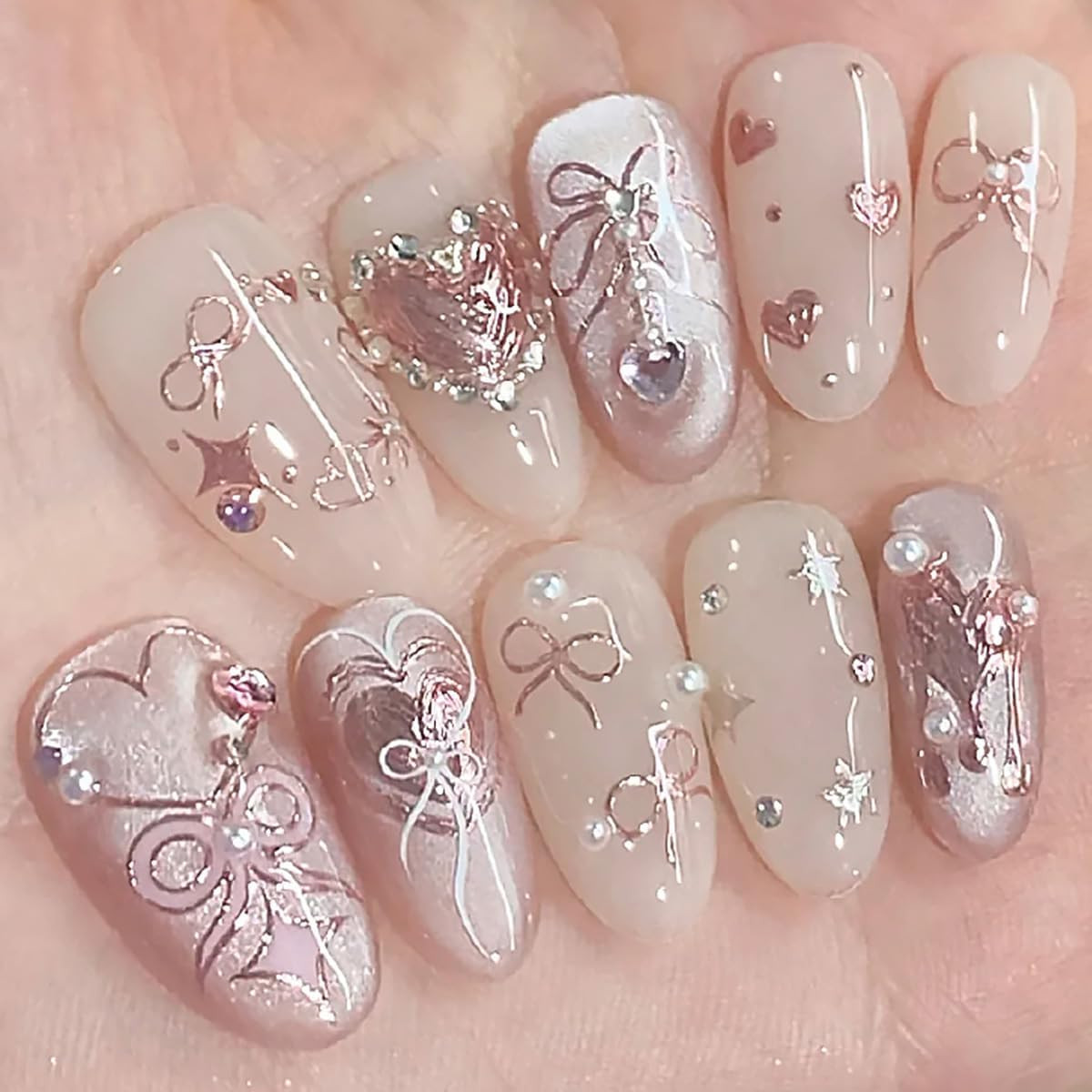 Valentine’S 5D Embossed Nail Art Stickers – Romantic Rose Gold & Pink Nail Decal