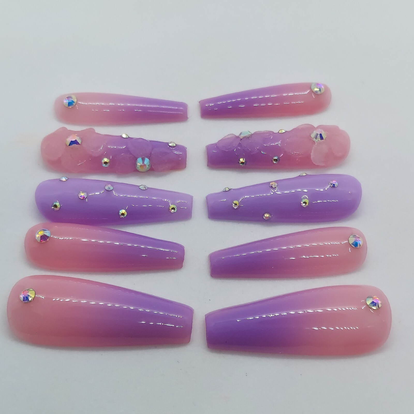 Purple Nails Purple Ombre Nails 3D Floral Nails Purple Bling Nails