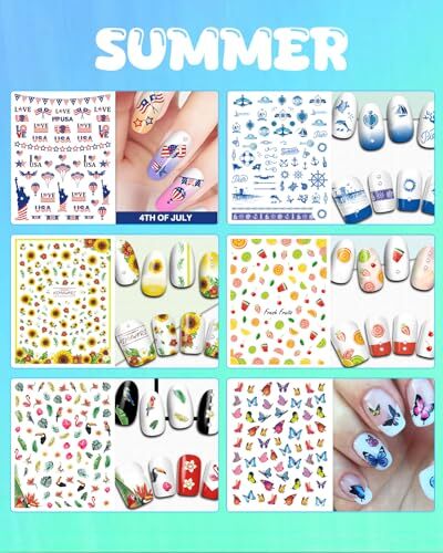 24 Sheets Seasonal Nail Art Stickers, Four Season Variety Pack All Holiday