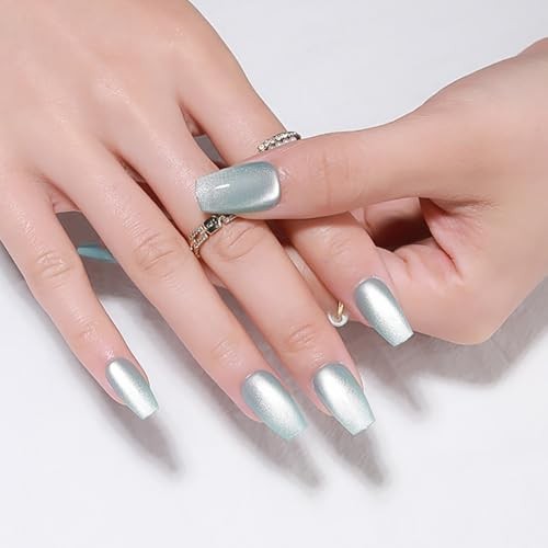 Cat Eye 24 Ounce (Pack of 1) 24Pcs-Coffin Medium Square-05 Light Teal Blue