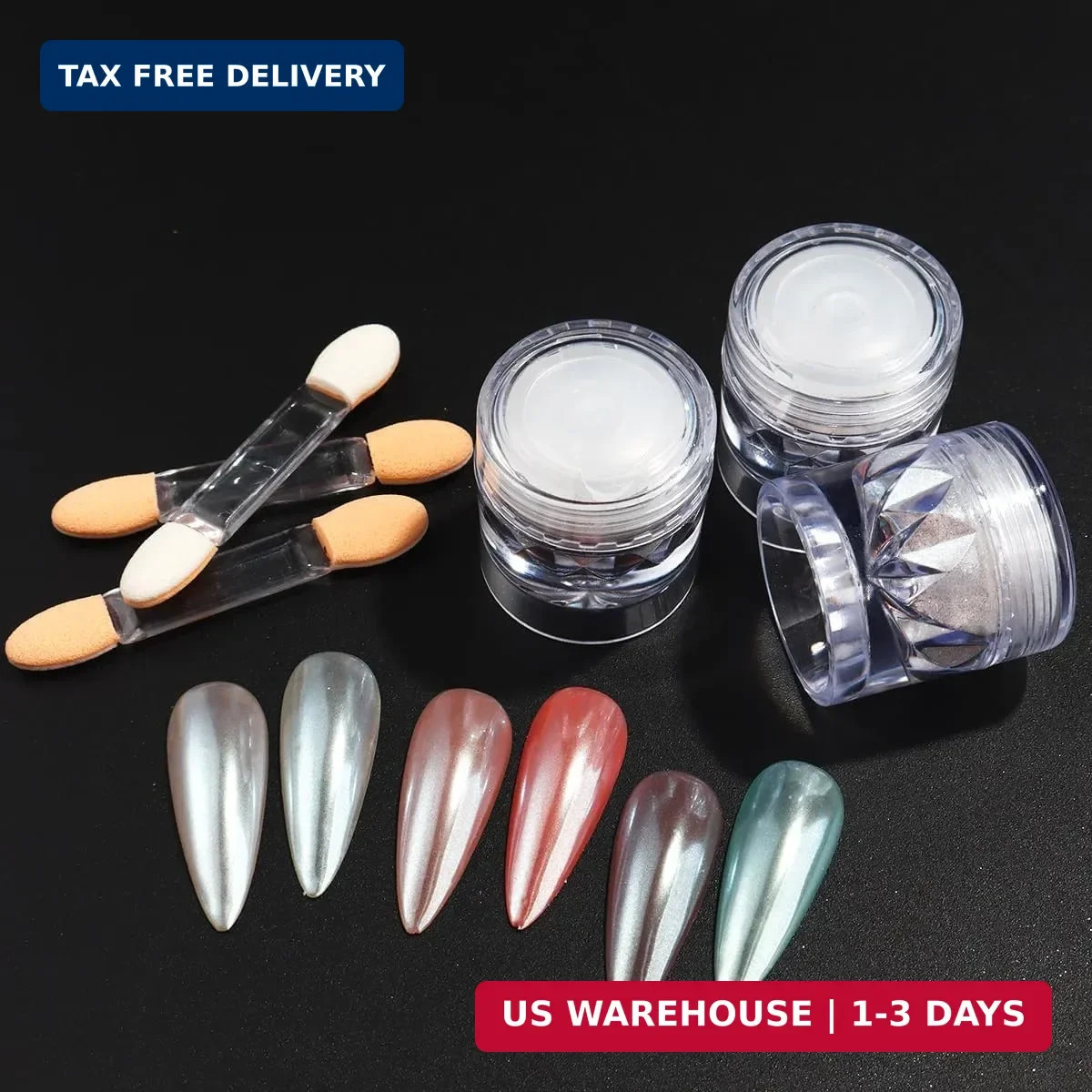 3Pcs Moonlight White Pearl Chrome Nail Powder, Super Glossy Clear Mirror Effect