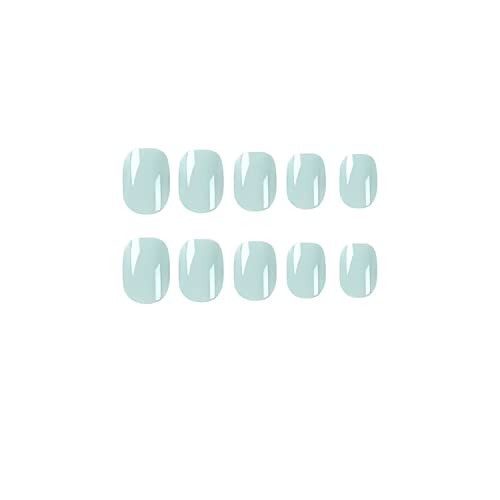 24Pcs Square Press on Nails Short Fake Nails Mint Green False Nails Green A1