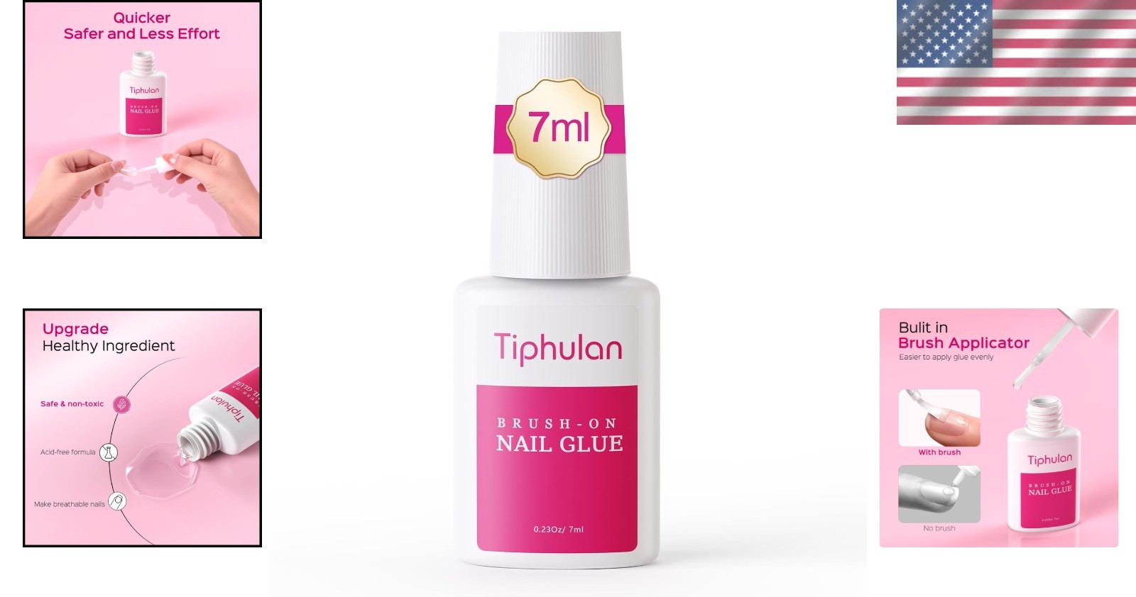 Professional Nail Glue – 7ml Fast-Drying Brush-On Adhesive for Perfect Nails
