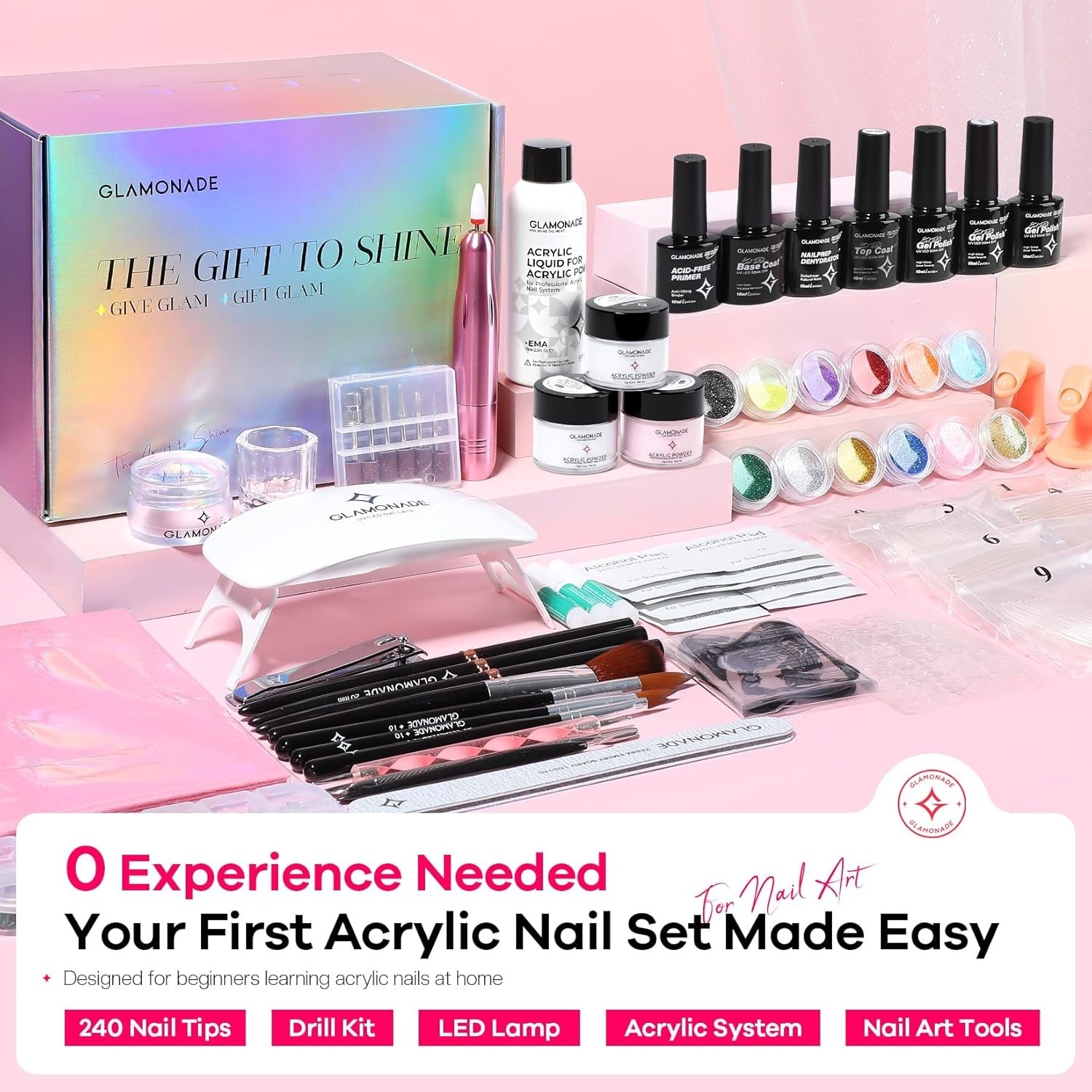 Acrylic Nail Kit for Beginners: Professional Nail Set with Drill Acrylic Powd…
