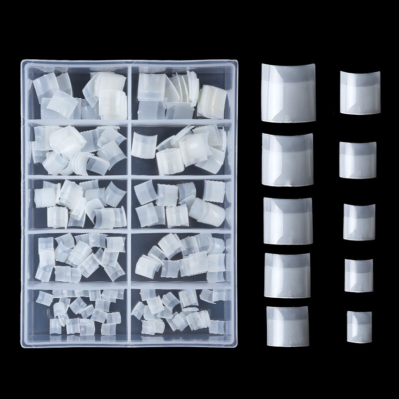 200Pcs/Box French Short Nail Tips Half Cover Acrylic Fake Nails Extensions Tips