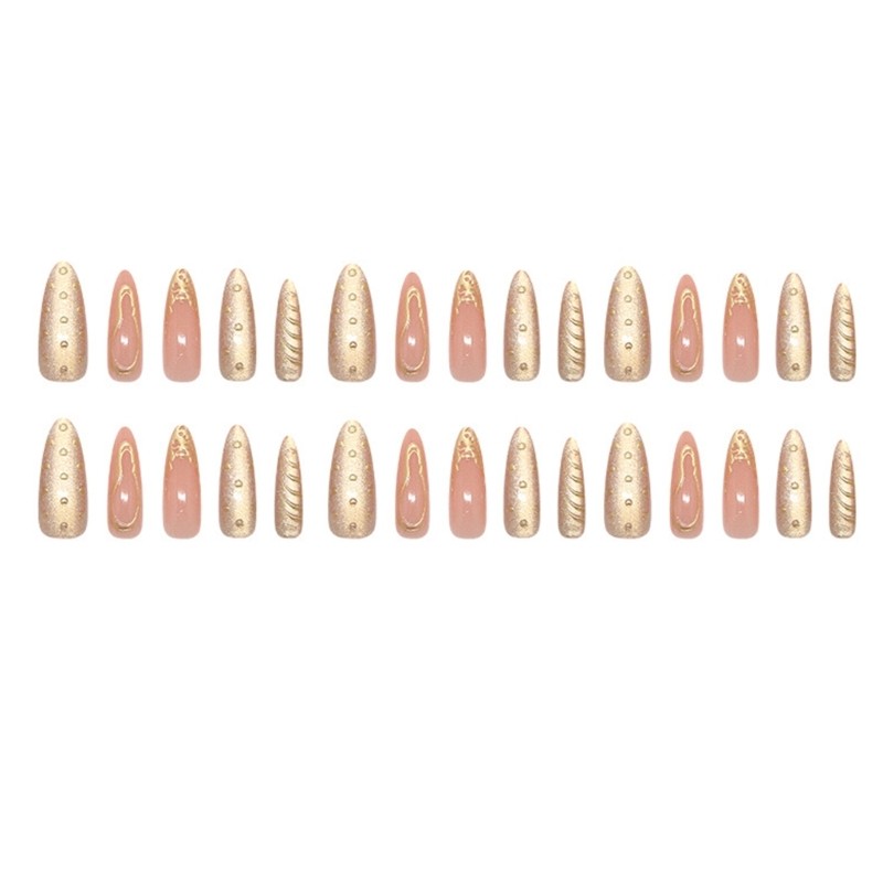 1Set Press on French Tip Nail Art Stickers 3D Cats Eye Molten Sunset False Nail