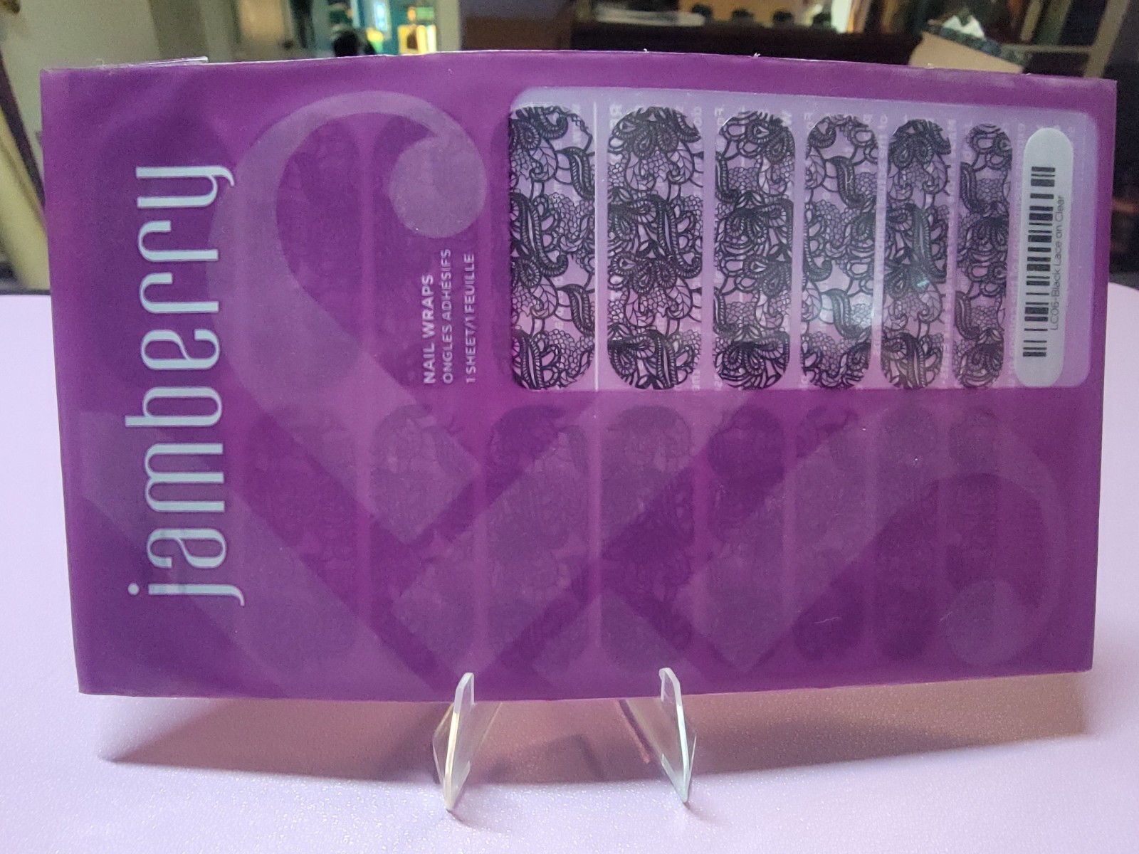 Jamberry Nail Wraps – Black Lace on Clear (LC06) Unopened