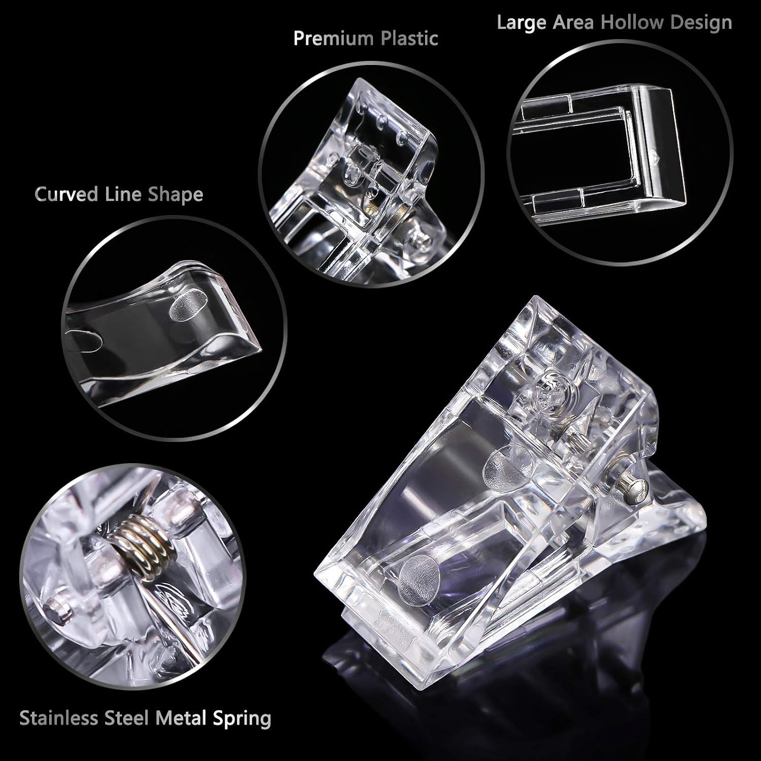 5 Pcs Poly Gel Quick Building Nail Tips Clip Plastic Transparent Finger Extensio