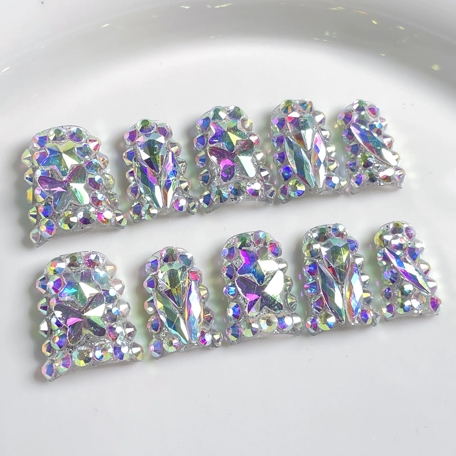 10pcs Handmade Press on Nails Art Simple White French Short Fake Nail Wearable