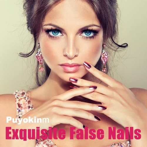 Gold Press on Nails Short Square Fake Nails Gold Chrome False Nails Style-A4