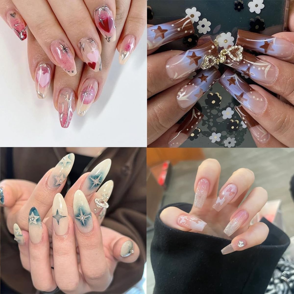 6 Pcs Airbrush Nail Stencil Set with Flower & Pattern Designs