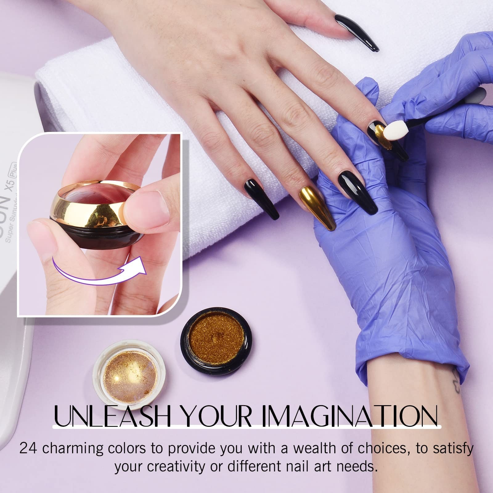 24 Colors Chrome Nail Powder Set – Metallic Mirror Effect Holographic Gel Nail A
