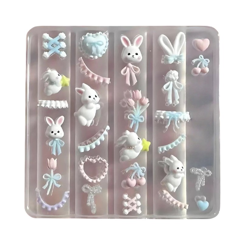 Silicone Nail Art Mold Accessory Molds Lace Bowknot Bunny Nail Decorative Molds