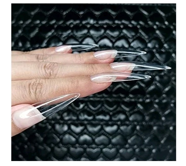 504PC Stiletto XXL ABS Gel Nail Tips Press on Nail Clear Tips Full Cover, Bag