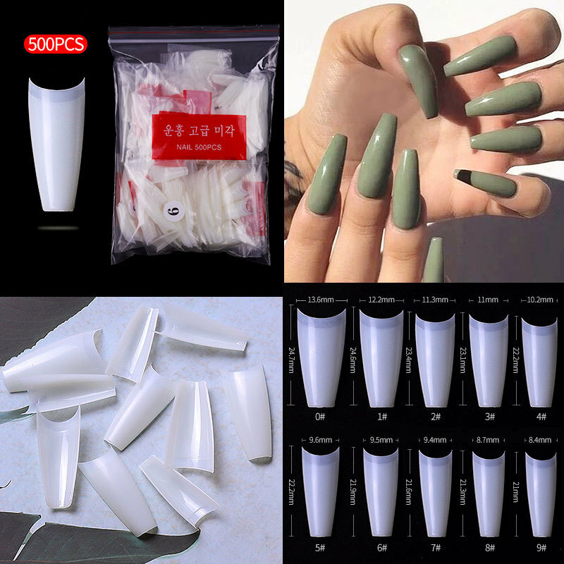 500 Pcs T-shaped False Nail Tips Half French Acrylic False Nails Nail Art Decor