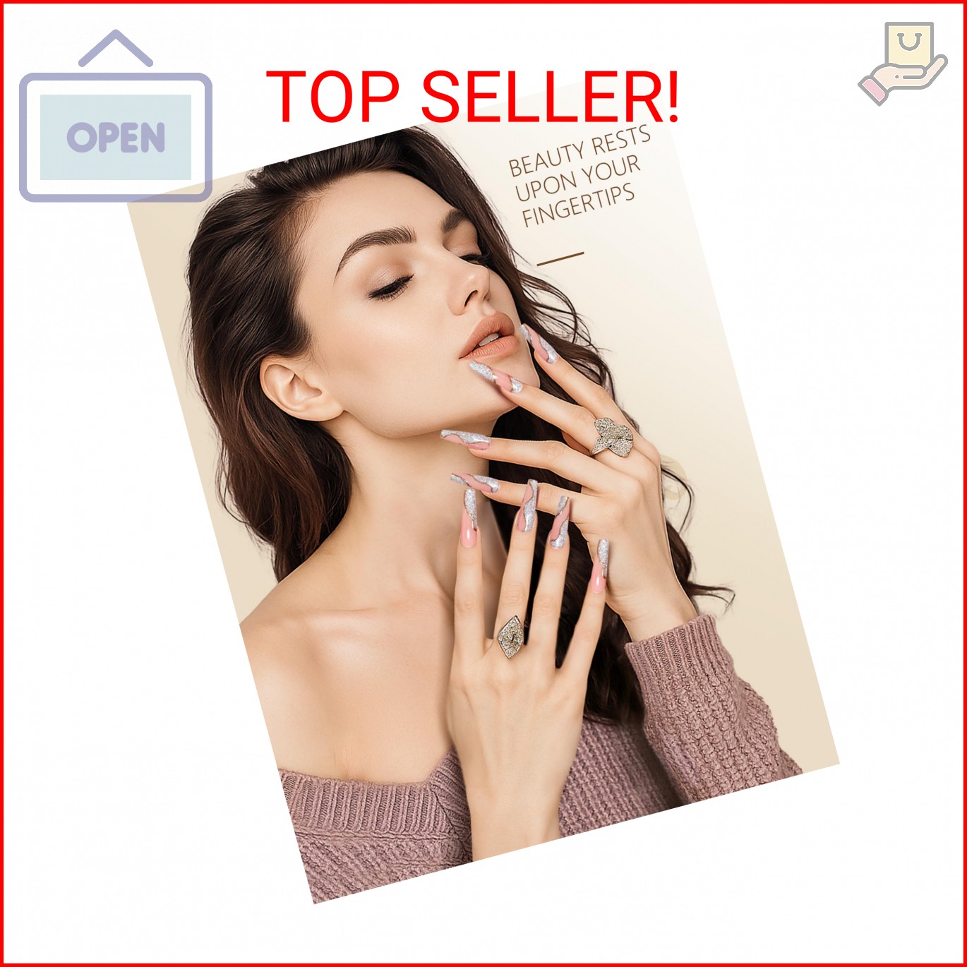 AORAEM Square Nail Tips, Pre-Shaped Clear Acrylic Fake Nails, Full Cover Half Ma