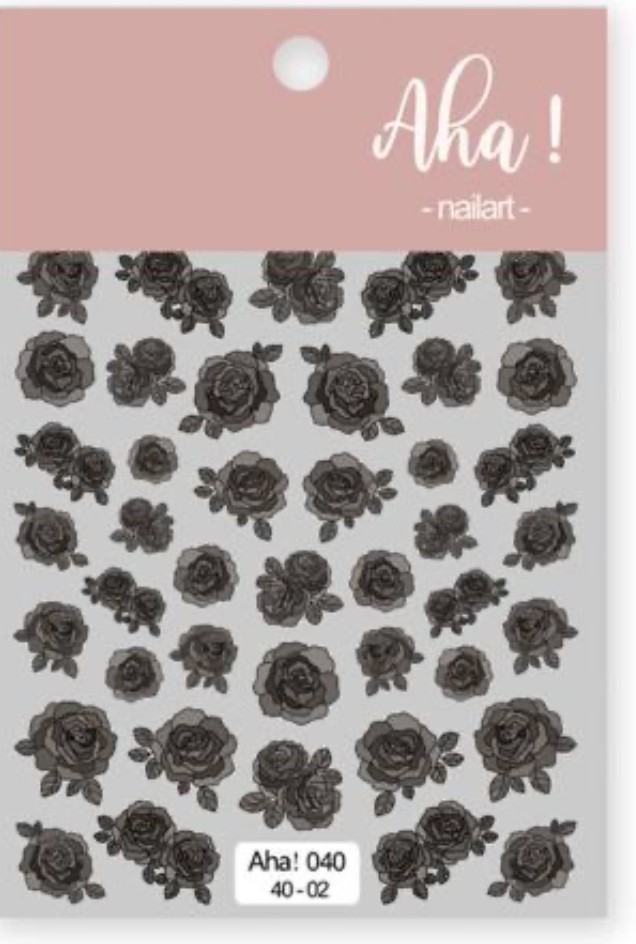Nail Art Stickers BEAUTIFUL STAINED GLASS WINDOW EFFECT BLACK ROSES AHA040