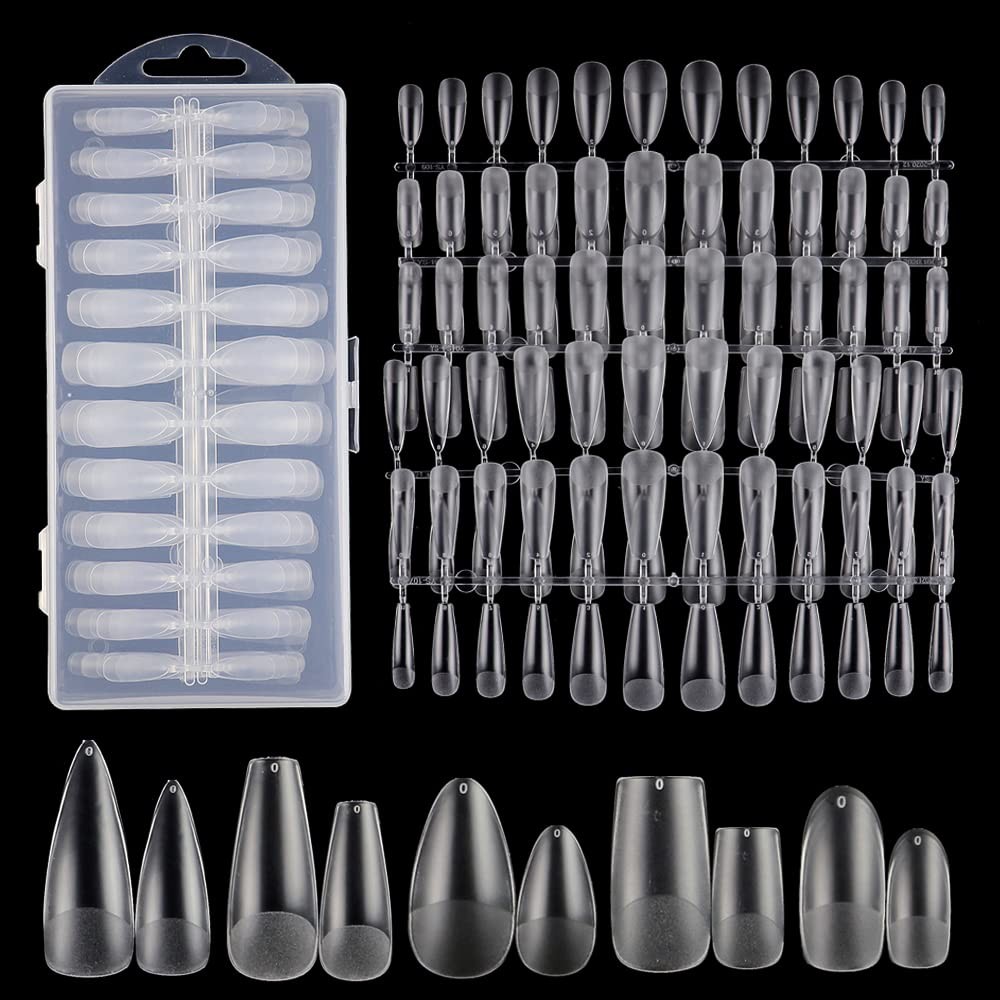 240pcs Medium Almond Acrylic False Nail Tips Kit Soft Gel Full Cover Matte Pr…