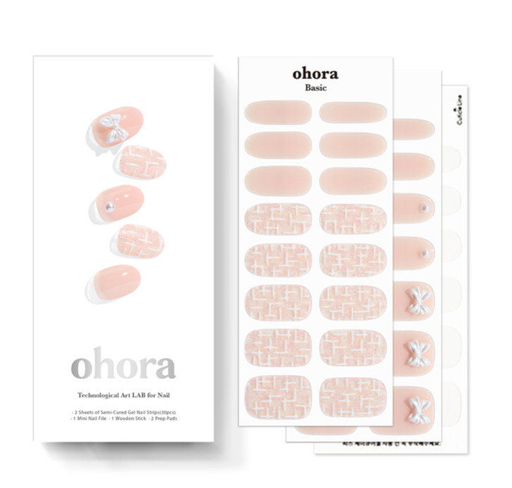 ohora N Cherie Tweed Nail Semi Cured Gel Nail Strips 30pcs K-Beauty Nail Art