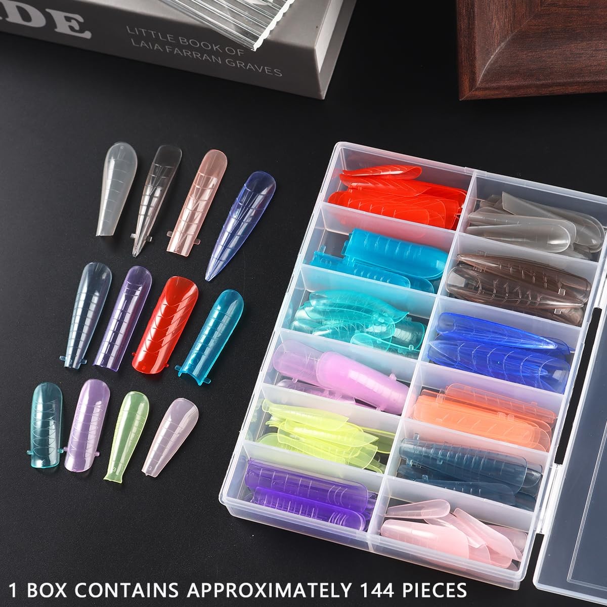 12 Grids Dual Forms Nail Extension Mold, Colorful Quick Building