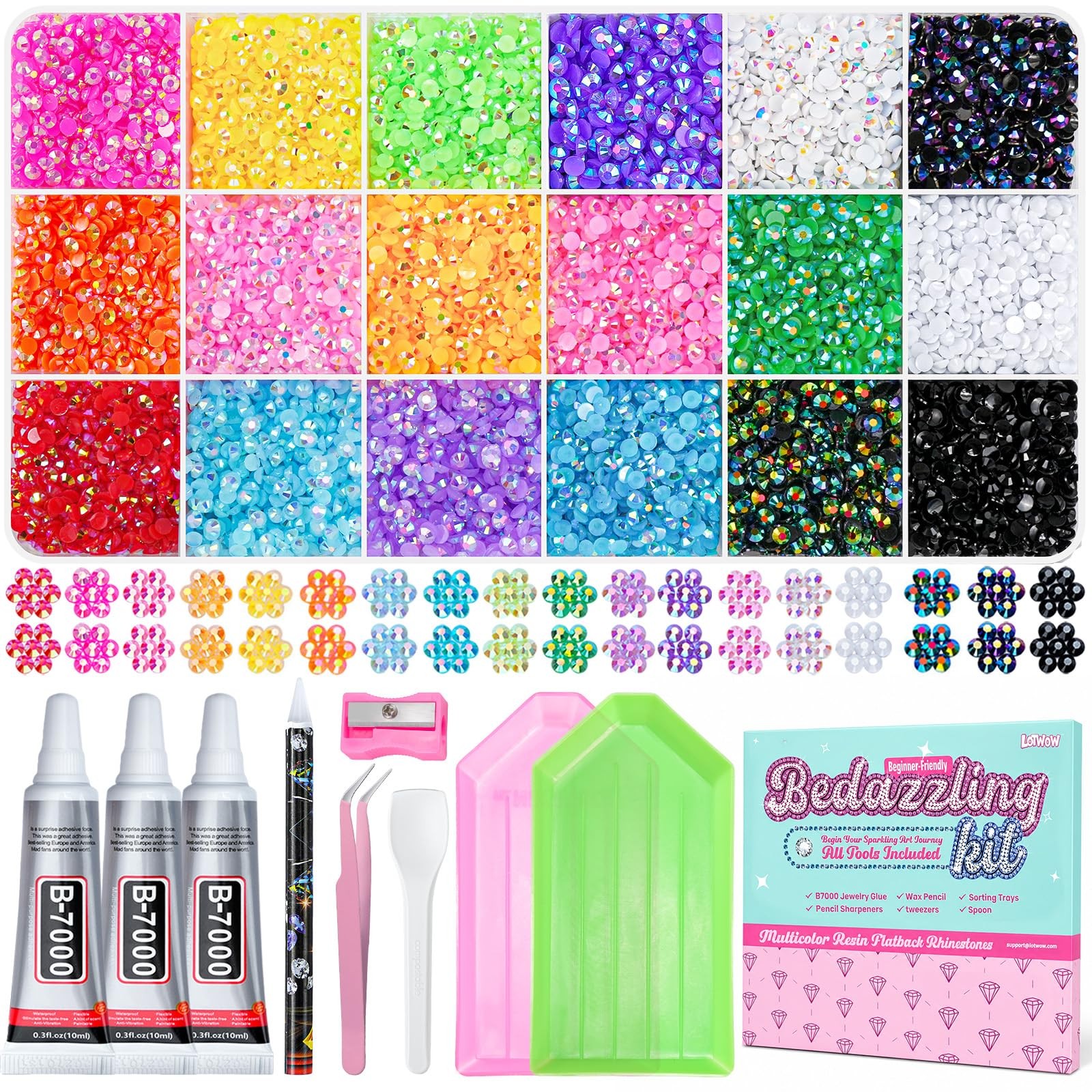 Rhinestones Bedazzling Kit 25000Pcs 18 Essential Colors for Crafts