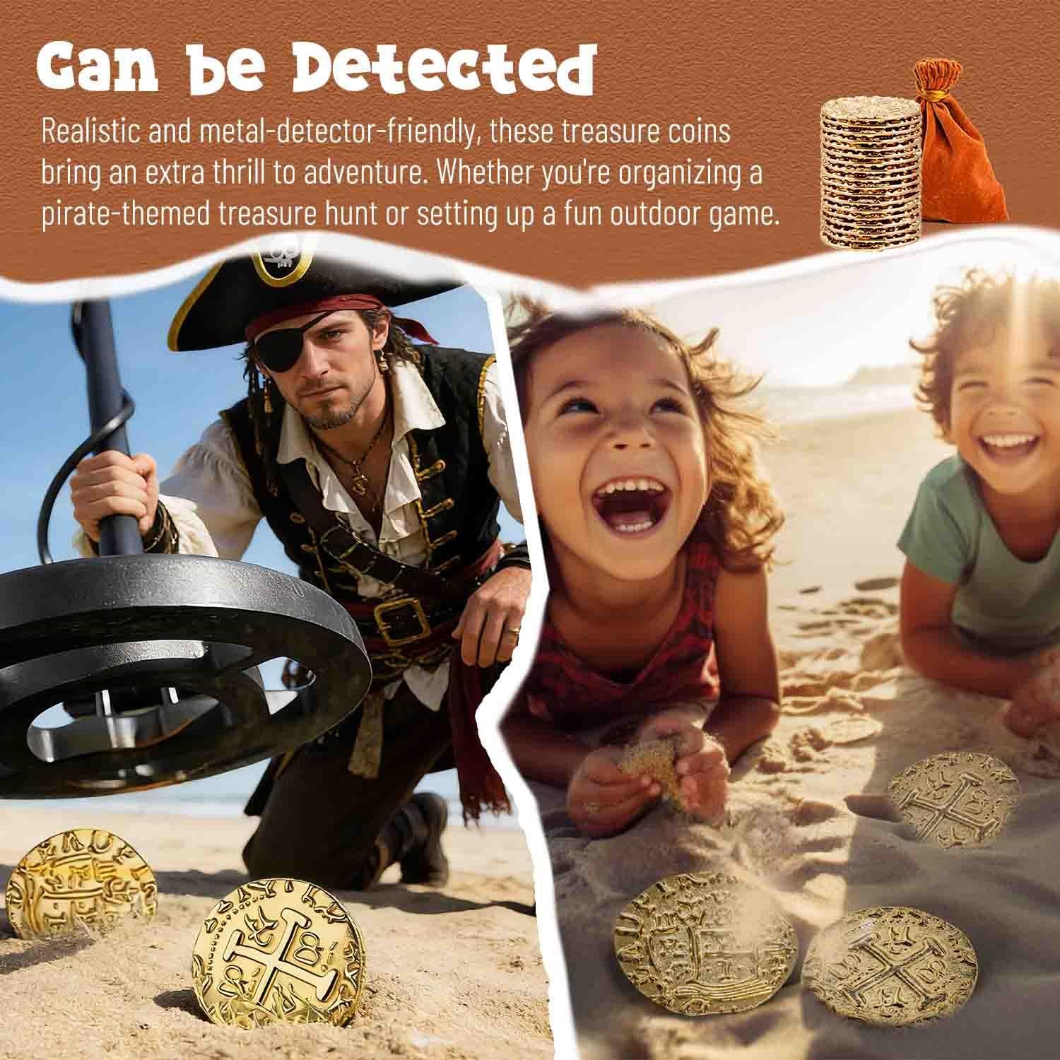 Prefdo Metal Pirate Coins, 35PCS X Large Gold Treasure Coin Set Small, 35pcs