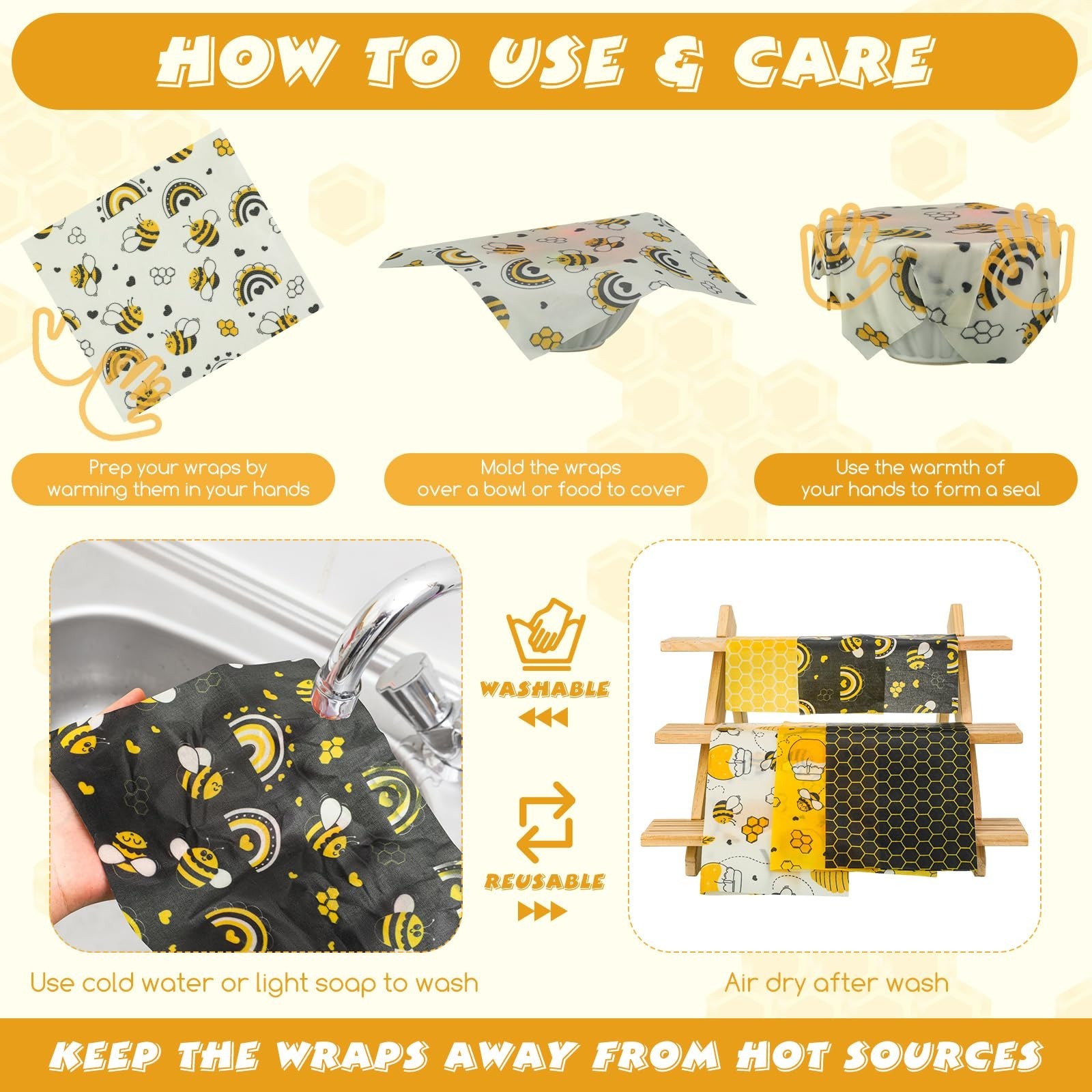 Tranqun 27 Pack Beeswax Wraps for Food Reusable Beeswax Assorted Br… Fast Ship