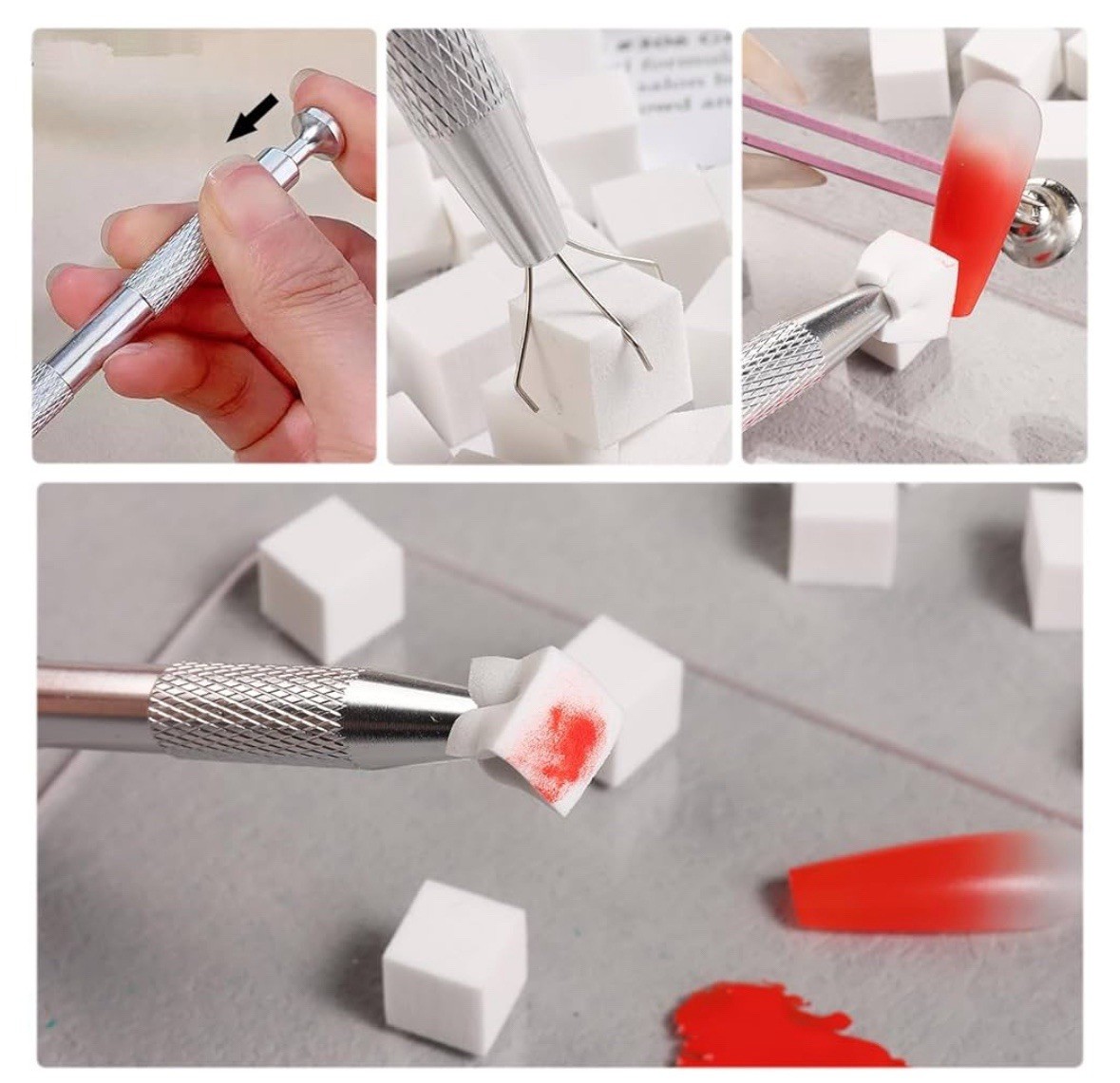 LOT OF 10 -1000 PCS Soft Sponges with Grabbing Pen for Ombre Nail Art with Brush