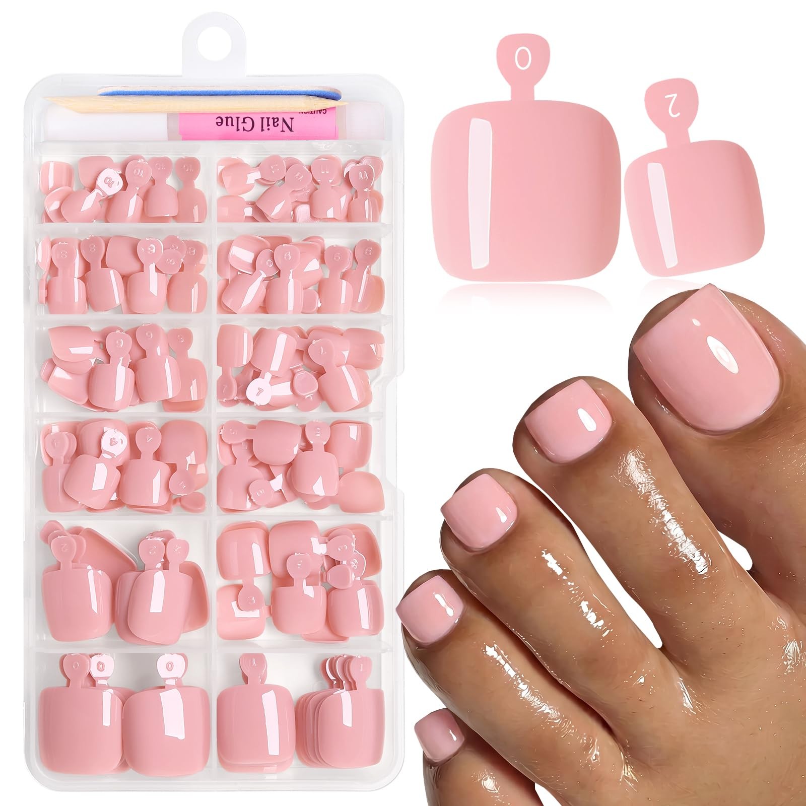 120pc Nude Press on Toenails Women Fake Toe Nail Press ons Pedicure with Glue…