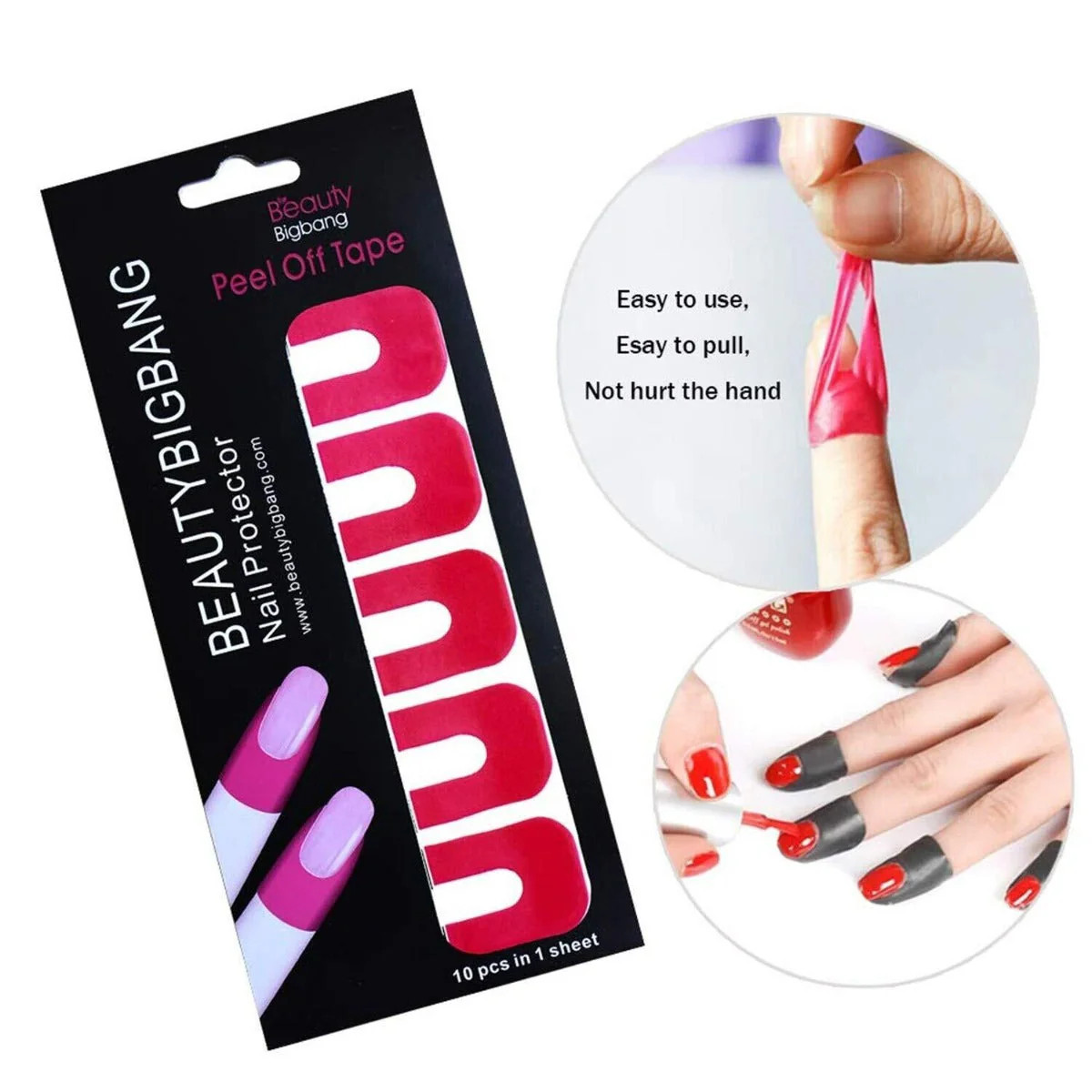 Nail Protector Peel Off Tape, 10PCS for Home Travel (Pink)