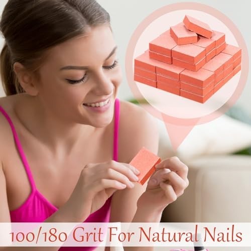 600 Mini Nail Buffer Blocks 80/100 Grit – 2 Sided Professional Nail Files for Ac